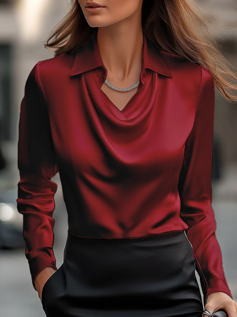 Mallory™ Signature Satin Drape Blouse