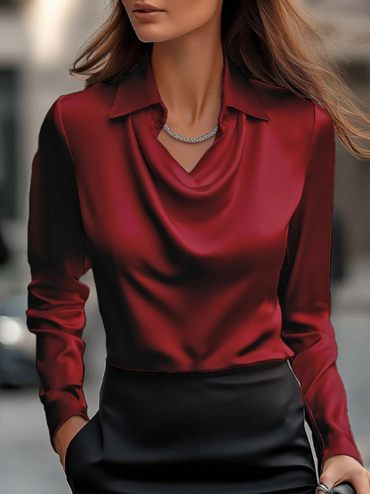 Mallory™ Signature Satin Drape Blouse