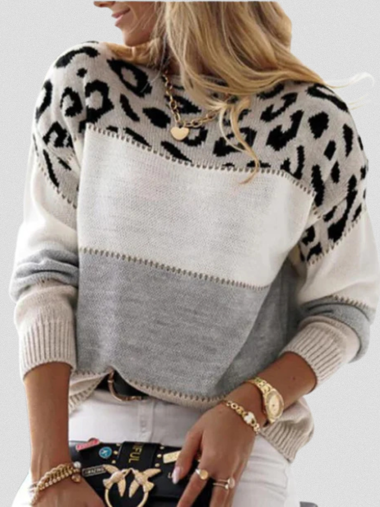 Diane™ Cozy Leopard Accent Knit Sweater