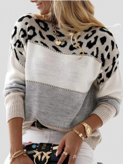Diane™ Cozy Leopard Accent Knit Sweater