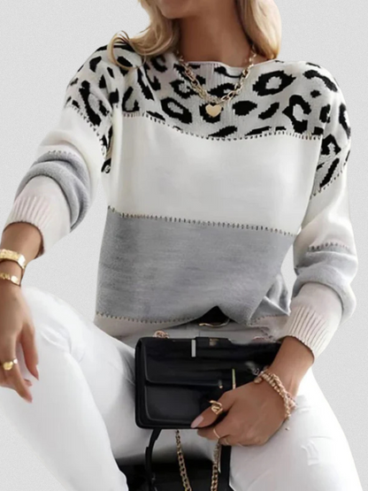 Diane™ Cozy Leopard Accent Knit Sweater