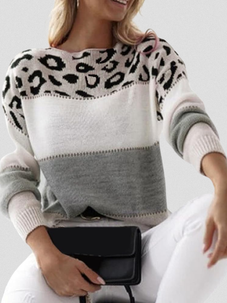 Diane™ Cozy Leopard Accent Knit Sweater