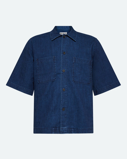 Freja™ | Lennon short-sleeved shirt in linen blend | Sky Captain