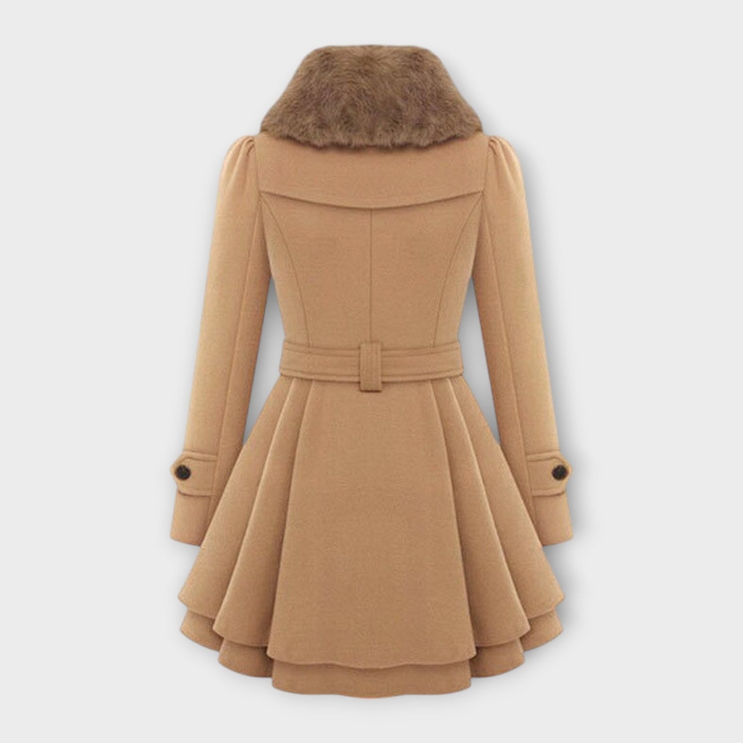 Emma – Elegant kappa med fuskpälskrage