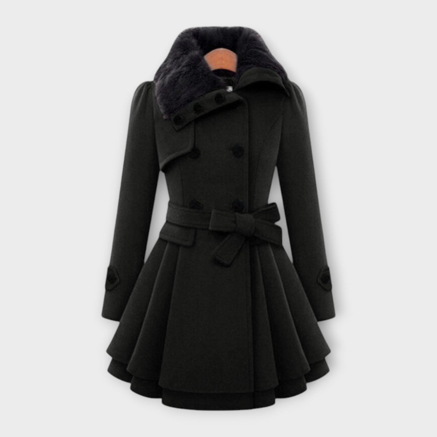 Emma – Elegant kappa med fuskpälskrage
