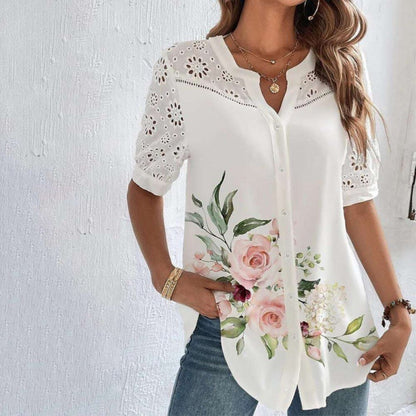 ANNELISE™ – Casual Lace Printed BlouseANNELISE™ – Avslappnad spetsblus med tryck