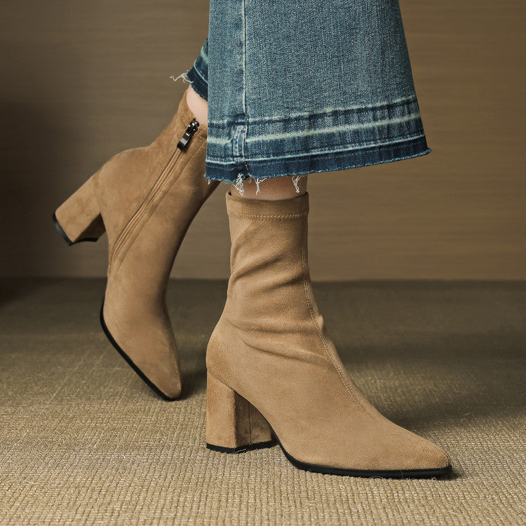 Marcelle™ Leather Block Heel Boots