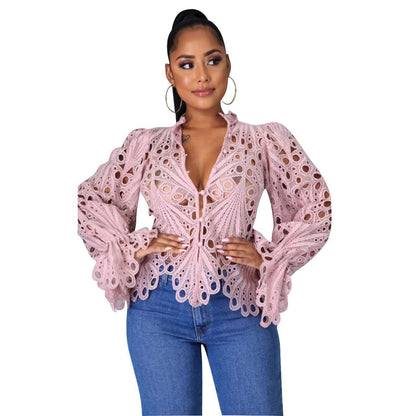ISALI™ - Chic asymmetrisk blus med volangärm