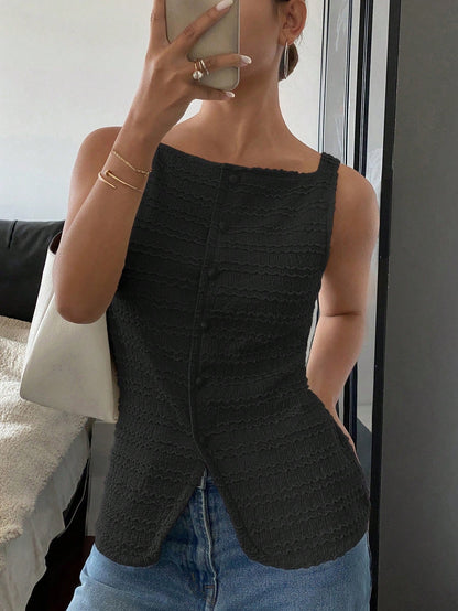 QUEENIE™ - Elegant ärmlös ytterväst med knappar framtill