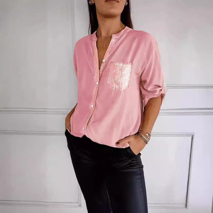 DANICA™ - Blus med paljettdetaljer