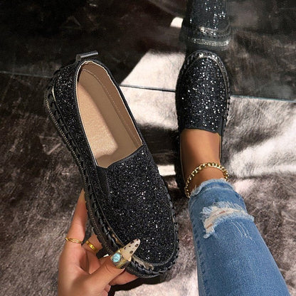 RUBEA™ - Moderna slip-on glitterloafers för vardagsbrukc