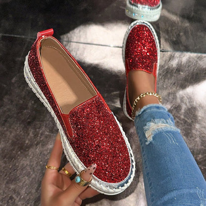 RUBEA™ - Moderna slip-on glitterloafers för vardagsbrukc