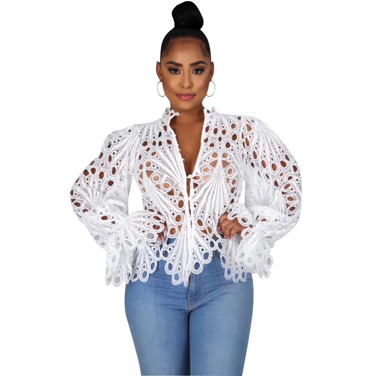 ISALI™ - Chic asymmetrisk blus med volangärm