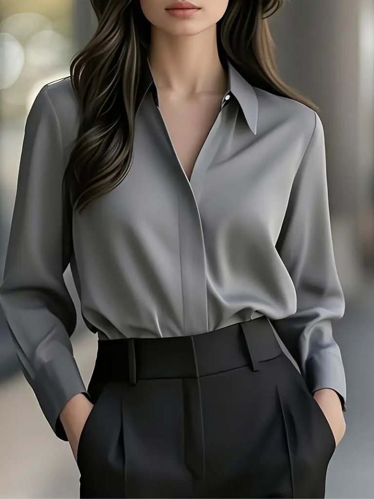 Charlotte™ Satin Drape Lapel Blouse