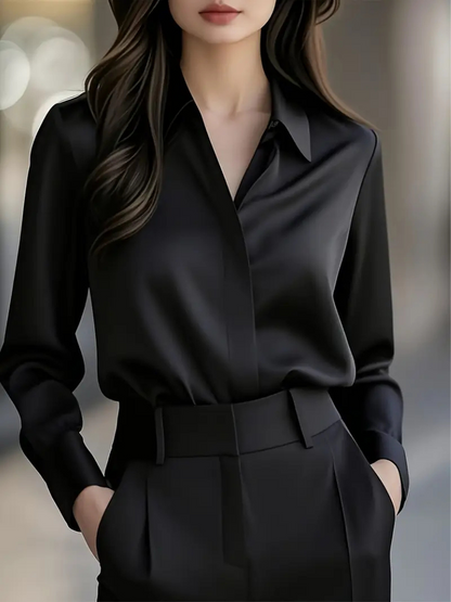 Charlotte™ Satin Drape Lapel Blouse