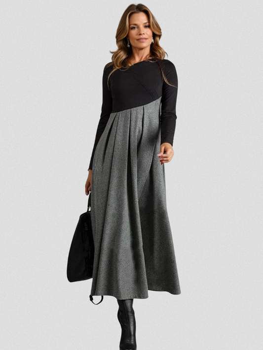Evelyn™ Contrast Pleated Maxi Dress
