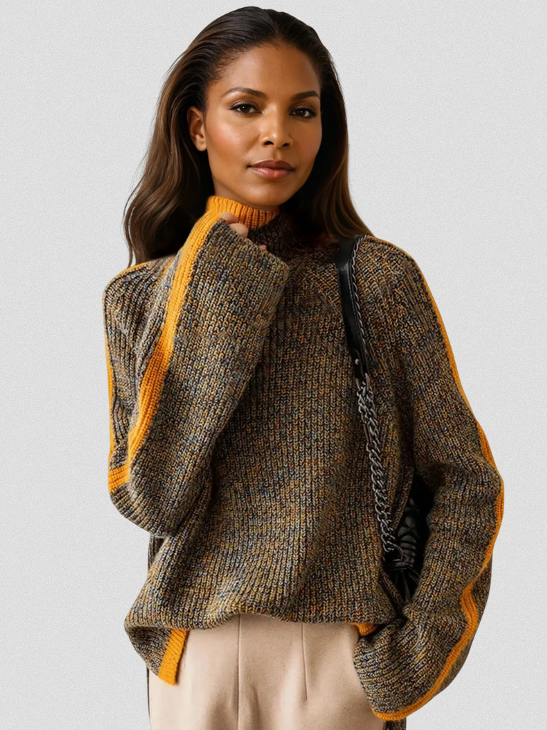 Judith™ Cozy Stripe Turtleneck Sweater