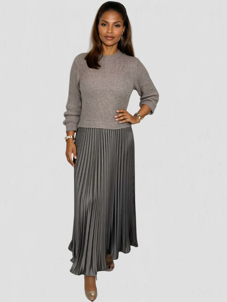 Arden™ Knit & Pleat Midi Dress