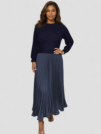 Arden™ Knit & Pleat Midi Dress