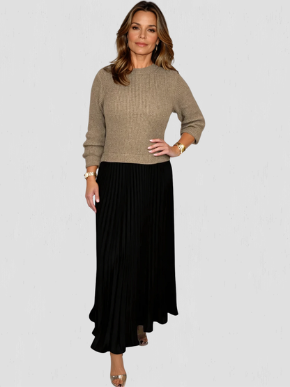 Arden™ Knit & Pleat Midi Dress