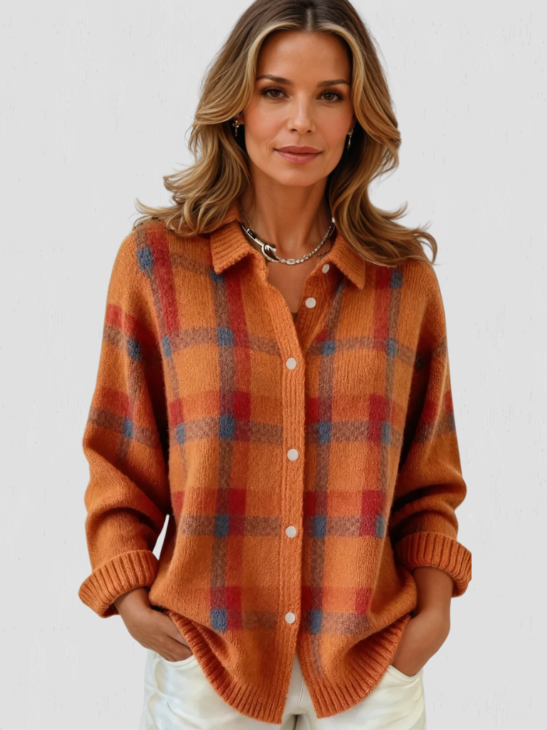 Virginia™ Cozy Retro Plaid Knit Sweater