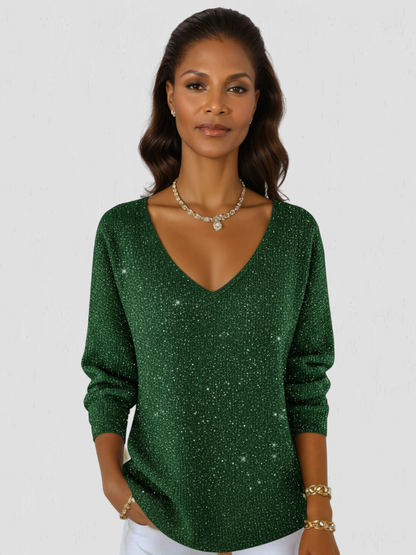Lillian™ Soft Sparkle V-Neck Knit