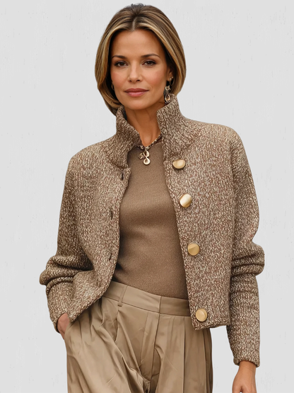 Veronica™ Cozy Knit Jacket with Gold Buttons