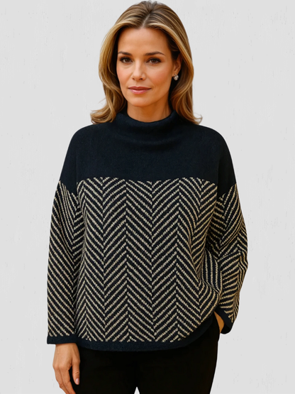 Margaret™ Cozy Herringbone High-Neck Sweater