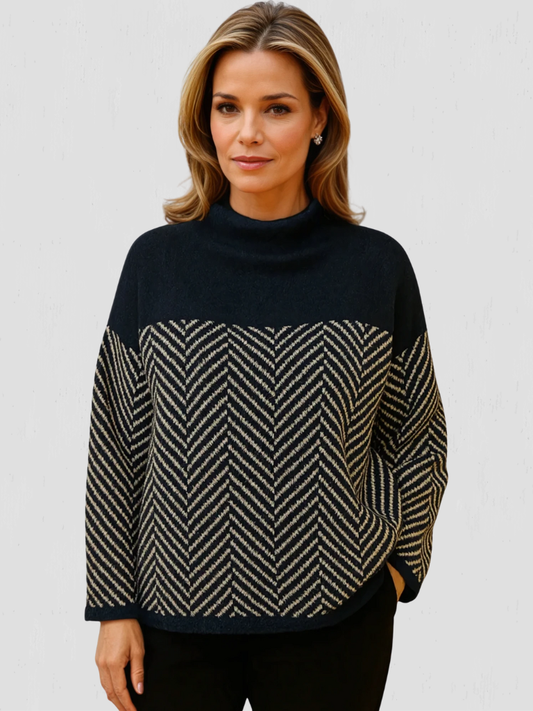 Margaret™ Cozy Herringbone High-Neck Sweater