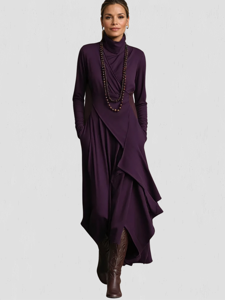 Isolde™ Cascade Turtleneck Dress