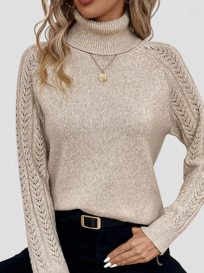 Catherine™ Cozy Lace-Sleeve Turtleneck Sweater