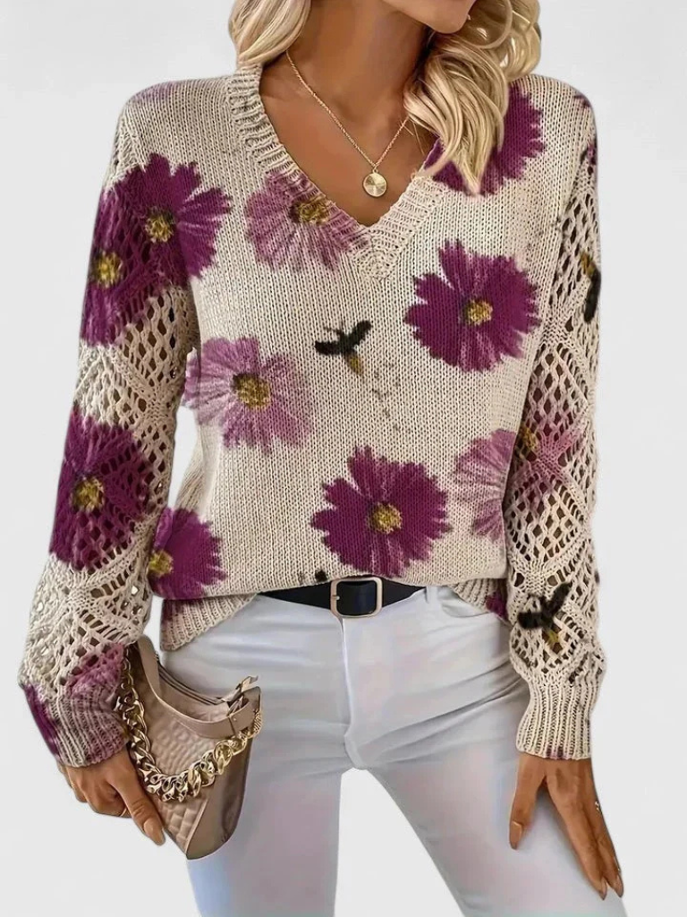 Luméa™ Cozy Floral Knit Sweater