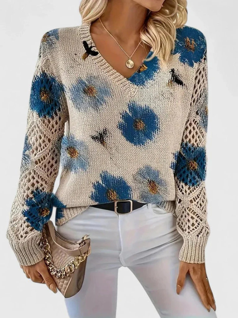 Luméa™ Cozy Floral Knit Sweater