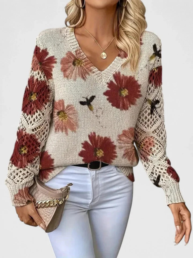 Luméa™ Cozy Floral Knit Sweater