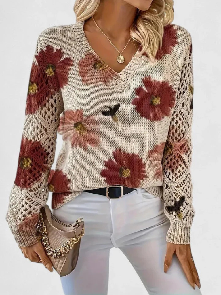 Luméa™ Cozy Floral Knit Sweater