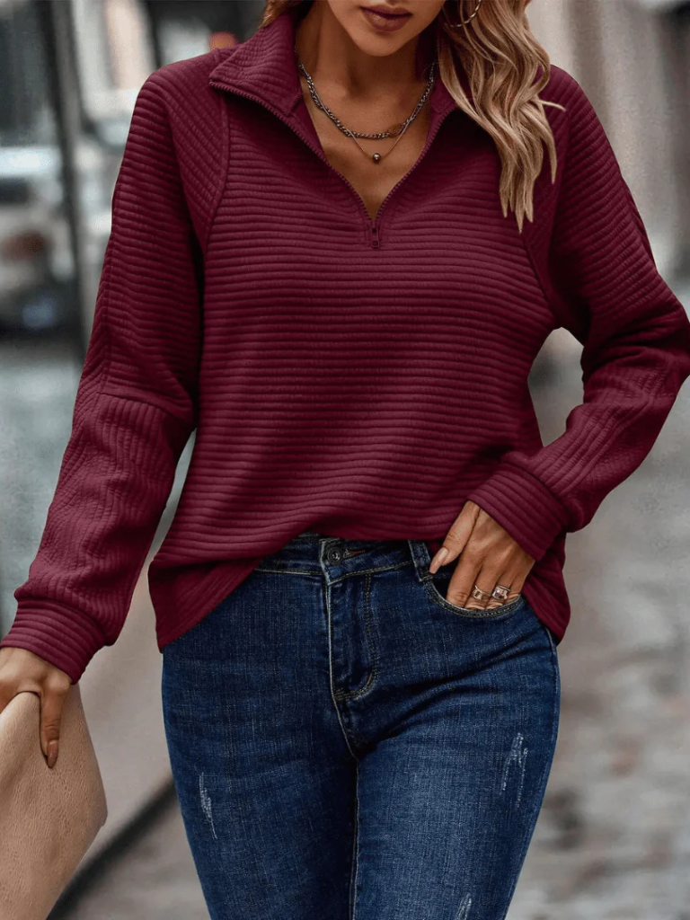 Diane™ Cozy Ribbed Half-Zip Sweater