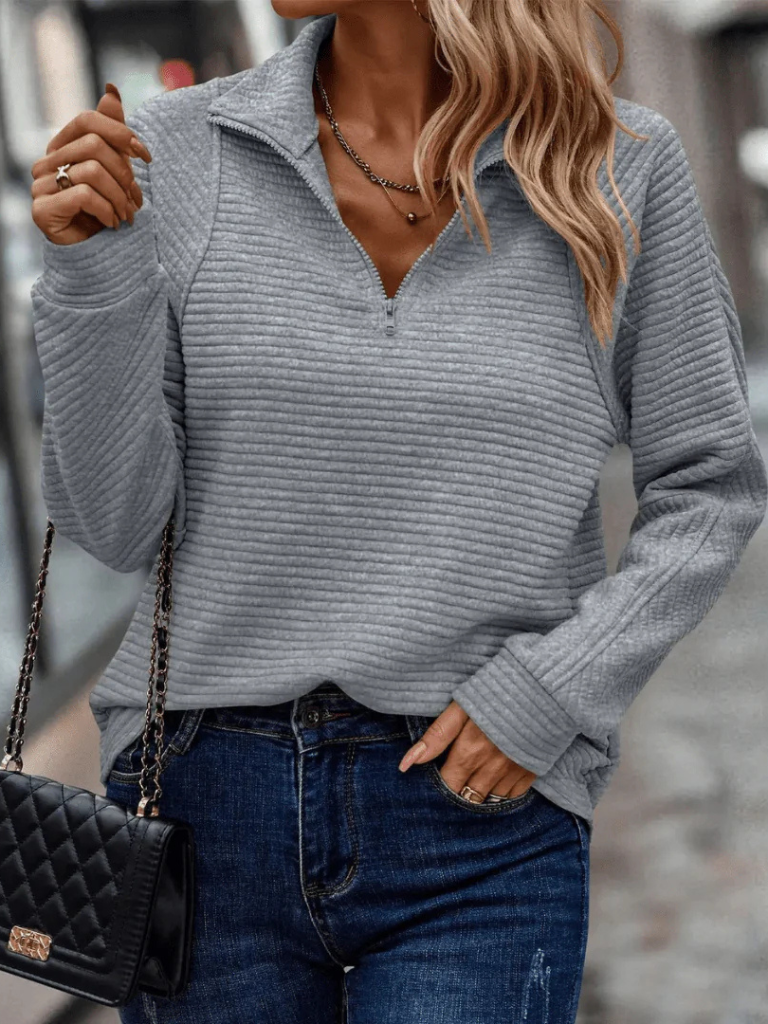 Diane™ Cozy Ribbed Half-Zip Sweater