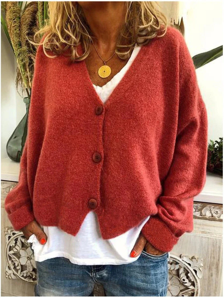 Margaret™ Cozy V-Neck Button Cardigan