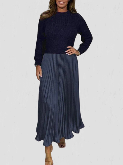 Arden™ Knit & Pleat Midi Dress