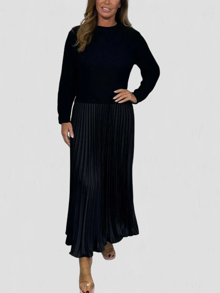 Arden™ Knit & Pleat Midi Dress