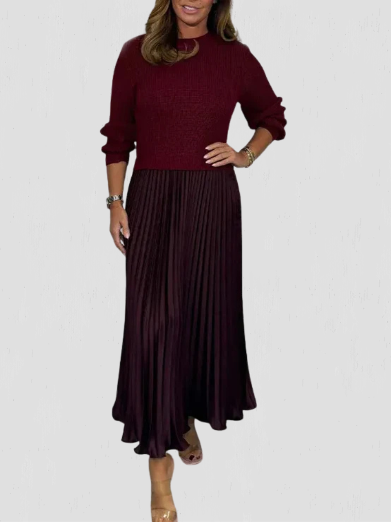Arden™ Knit & Pleat Midi Dress
