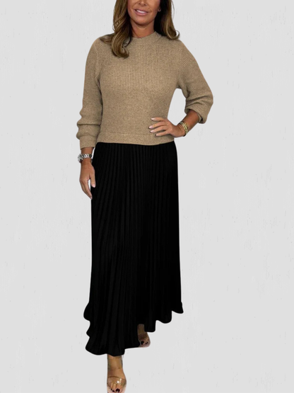 Arden™ Knit & Pleat Midi Dress