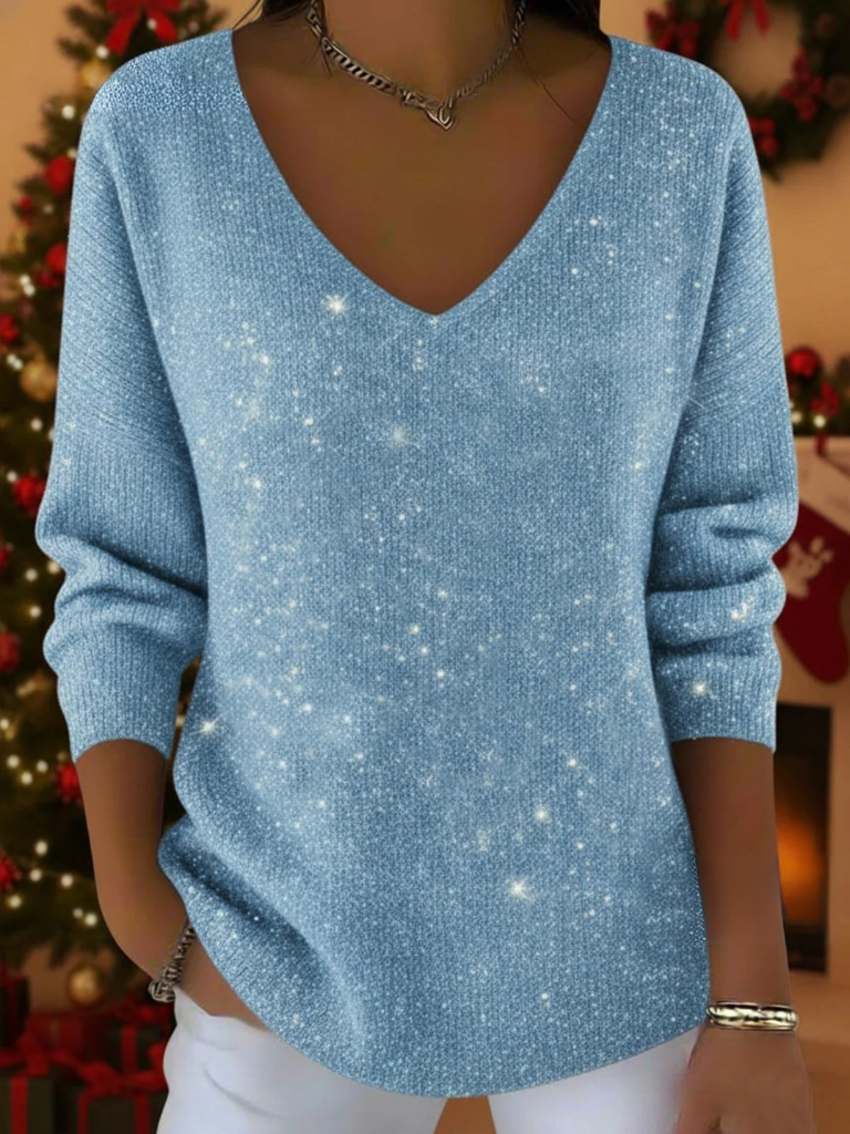 Lillian™ Soft Sparkle V-Neck Knit