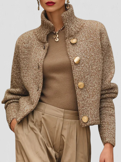 Veronica™ Cozy Knit Jacket with Gold Buttons