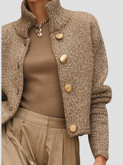 Veronica™ Cozy Knit Jacket with Gold Buttons
