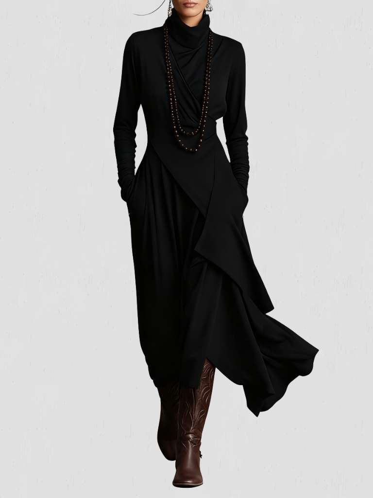 Isolde™ Cascade Turtleneck Dress
