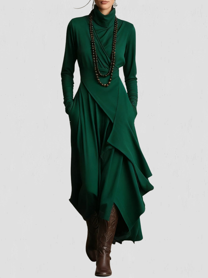Isolde™ Cascade Turtleneck Dress