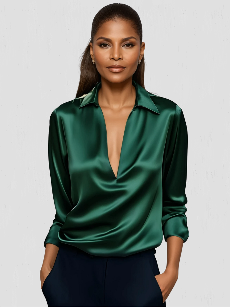 Isabelle™ Satin-Look Drape Blouse