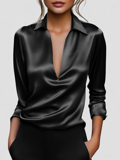 Isabelle™ Satin-Look Drape Blouse