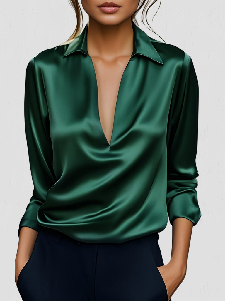 Isabelle™ Satin-Look Drape Blouse